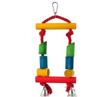 Bird Jewel Hračka - hojdačka drevená s lanom farebná 25 cm