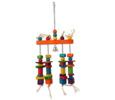 Bird Jewel Hračka - závesná s farebnými drievkami a zvončekom 55x20 cm