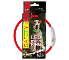 Dog Fantasy Obojok LED nylon červená 45 cm