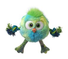 Dog Fantasy Hračka - Monsters kura pískacie s povrazmi a uzlami modrá 15cm