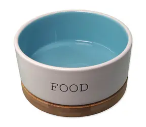 Dog Fantasy Miska keramická FOOD bielo-modrá s podtáckom 13x5.5cm. 400ml