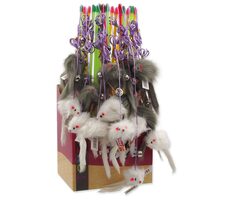 Magic Cat Hračka - prút s myškou a rolničkou catnip 17cm + 49cm 24ks