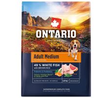 Ontario Adult Medium Fish & Brown Rice 2.25kg / Granule pre dospelých psov 