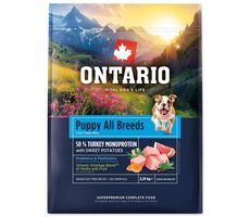 Ontario Puppy & Junior All Breeds Monoproteín Turkey & Sweet Potatoes 2,25kg / Granule pre šteňatá
