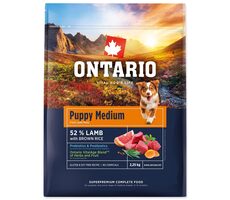 Ontario Puppy Medium Lamb & Brown Rice 2.25kg / Granule pre šteňatá