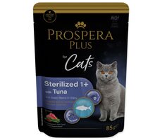 Prospera PLUS Cat Sterilised 1+ Vrecko tuniak a zelené fazuľky 85g 