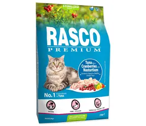 Rasco Premium Sterilized tuniak s brusnicou a kapucínkou 2kg / Granule pre dospelé mačky 