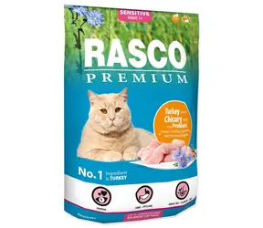 Rasco Premium Sensitive morka s koreňom čakanky a probiotikami 400g / Granule pre dospelé mačky 