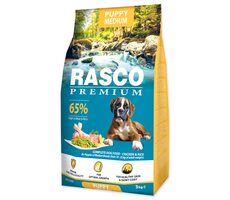 Rasco Premium Puppy Medium kura s ryžou 3kg / Granule pre šteňatá 