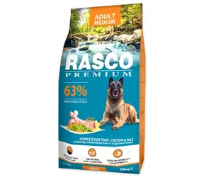 Rasco Premium Adult Medium kura s ryžou 15kg / Granule pre dospelých psov 