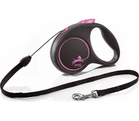 Flexi Black Design S lanko 5m čierno-ružové / Vodítko 