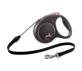 Flexi Black Design M lanko 5m čierno-ružové / Vodítko 