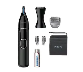 Philips Nose trimmer series 5000 NT5650-16 čierna / zastrihávač chĺpkov / 3 hrebene / 1x AA / púzdro