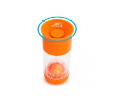 Munchkin - Netúkajúci hrnček s infuzérom 414 ml - oranžová / Od 18 mesiacov