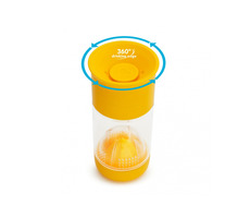 Munchkin - Netúkajúci hrnček s infuzérom 414 ml - žltá / Od 18 mesiacov