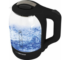 Esperanza EKK025K YUKON rýchlovarná kanvica čierna / 1500 W / 1.7 L / LED osvetlenie / sklo a plast