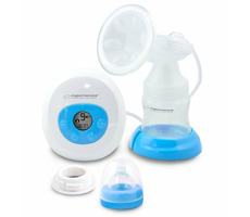 Esperanza ECM001B Bebita odsávačka mlieka bielo-modrá / elektrická / sania aj stimulácia / 150 ml