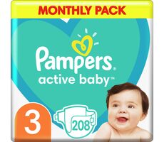 Pampers Active Baby Midi Monthly Pack (208 ks) / Plienky / Veľkosť 3 (6-10 kg)
