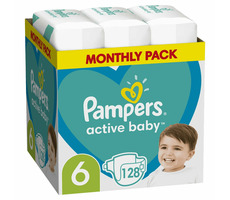 Pampers Active Baby Monthy Box Extra Large (128 ks) / Plienky / Veľkosť 6 (15+ kg)