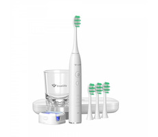 TrueLife SonicBrush GL UV biela / Sonická zubná kefka / 80 000 kmitov / 4 hlavice / nabíjacie poháre / UV sterilizátor / dopredaj