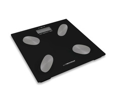 Esperanza EBS022K CHA-CHA multifunkčná váha čierna / 180 kg / tvrdené sklo / 2x AAA / indikácia slabej batérie