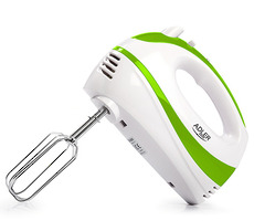 Adler AD 4205g bielo-zelená / ručný šľahač / 300W / 5 rýchlostí / Turbo / šľahanie / hnetenie   