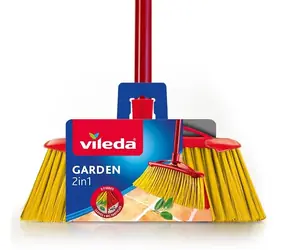 Vileda Garden vonkajšia zmeták 2v1 / 2 typy štetín / Tyč: 130 cm / Hlava: 36 × 6 cm