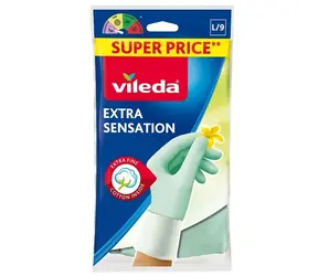 Vileda Extra Sensation (veľkosť L) / Ochranné rukavice na upratovanie / protišmyková úprava / 1 pár