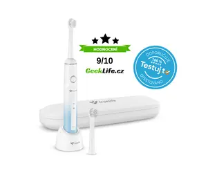 TrueLife SonicBrush Junior J100 biela / Detská sonická zubná kefka / 3 režimy / 56.000 kmitov-min / cestovné puzdro