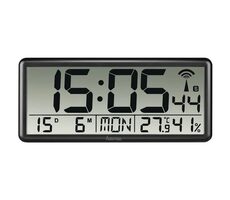Hama 186352 Jumbo digitálne nástenné hodiny čierna / teplomer a vlhkomer / riadené rádiovým signálom