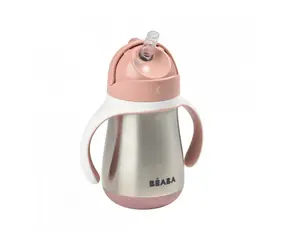 Beaba Hrnček termoizolačný so slamkou nerez 250ml ružová