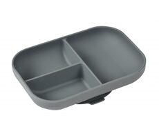 Beaba Tanier silikónový delený s prísavkou Mineral Grey