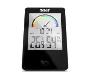 Mebus 40929 Thermo-Hygrometer čierna / Vnútorný teplomer / Vnútorný vlhkomer / 2 x AA