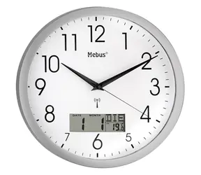 Mebus 19422 - Rádiom riadené nástenné hodiny s digitálnym displejom / 30 cm / 1x AA