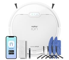 Niceboy ION Charles i3 PLUS biela / Robotický vysávač s mopom / sací výkon 2500 Pa / prachová nádoba 400 ml / HEPA 