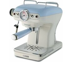 Ariete 1389 Vintage Espresso modrá / Pákový kávovar / 900W / 0.9 L / 15 bar / manometer / penič mlieka 