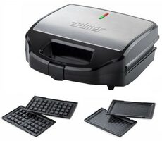 Zelmer ZSM7900 strieborno-čierna / sendvičovač / 900W / grilovanie / nerezová oceľ