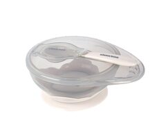 KikkaBoo Miska s prísavkou &amp; viečkom a lyžičkou Beige