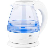 ECG RK 1520 Glass biela / rýchlovarná sklenená kanvica / 2200W / 1.5 L 