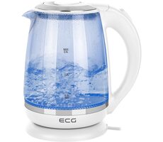 ECG RK 2020 White Glass biela / rýchlovarná kanvica / 2200W / 2.0 L / sklo a nerez 