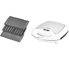 ECG S 399 3v1 biela / sendvičovač / 700W / 2 sedviče / 3 druhy platničiek / nepriľnavý povrch 