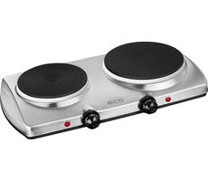 ECG EV 2512 Stainless sivá / dvojplatničkový elektrický varič / 2500 W / 185 mm 1500 W + 155 mm 1000 W 
