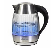 Salente StripeGlass strieborná modré podsvietenie / rýchlovarná kanvica / 2200W / 1.8 l / nerez / sklo 