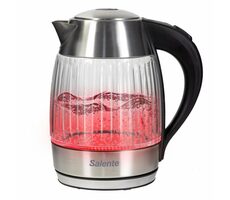 Salente StripeGlass strieborná červené podsvietenie / rýchlovarná kanvica / 2200W / 1.8 l / nerez / sklo 