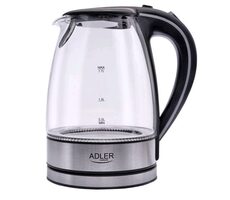 Adler AD 1225 strieborná / Rýchlovarná kanvica / 2200W / 1.7 L / sklo