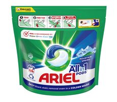 Ariel All in 1 Pods Mountain Spring 44 kapsúl / Gélové kapsule na pranie bielej a svetlej bielizne 
