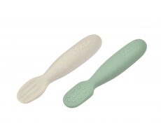 Beaba Prvé trénovacie lyžičky silikónové Sage Green/Velvet Grey