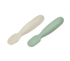 Beaba Prvé trénovacie lyžičky silikónové Sage Green/Velvet Grey