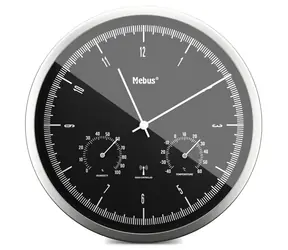 Mebus 19777 - Rádiom riadené nástenné hodiny s teplomerom a vlhkomerom / 25 cm / 1x AA  
