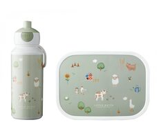 Little Dutch Olovrantový set (fľaša 400ml+box) Farma / Objem fľaše: 400 ml / Rozmery boxu: 17.8 x 13.2 x 6 cm